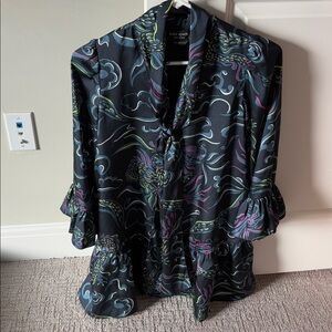 ♠️Kate Spade Lunar New Year Dragons Tie-neck Dress, Blazer Blue Multicolor NWT